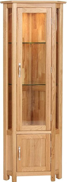 Second hand oak shop corner display cabinet