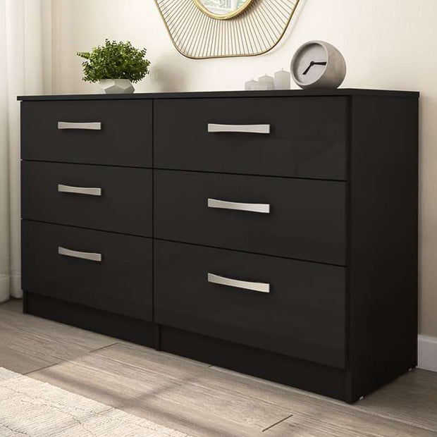 Lynx Black 6 Drawer Chest Of Drawers