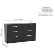 Lynx Black 6 Drawer Chest Of Drawers