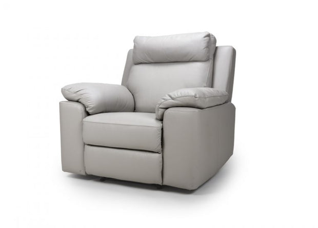 Enzo Fixed Leather Chair - Putty Grey