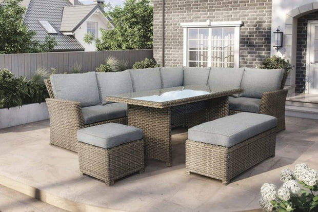 Pashley Rattan Corner Sofa, 2 Stool & Dining Table