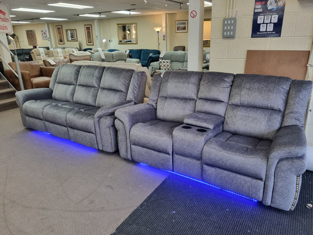 Burton 3+2 Seater Electric Reclining Sofa Set with LED Lights
