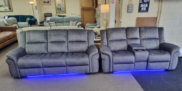 Burton 3+2 Seater Electric Reclining Sofa Set with LED Lights