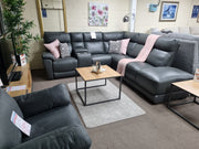 Odyssey - Grey Leather Modular Corner Sofa