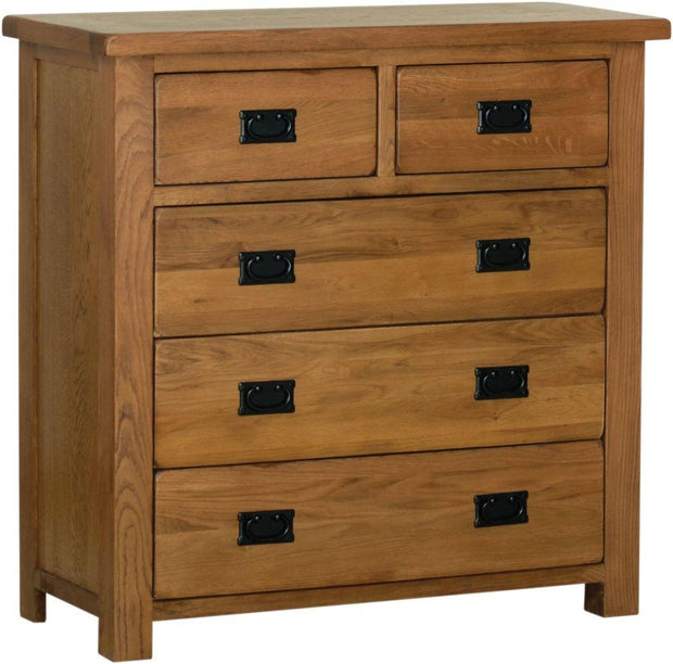 Rustic Oak 3 + 2 Chest Of Drawers