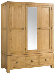 Avon Oak Triple Wardrobe with 3 Drawers