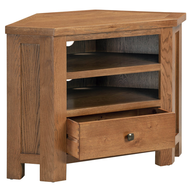 Dorset Rustic Oak Corner TV Unit