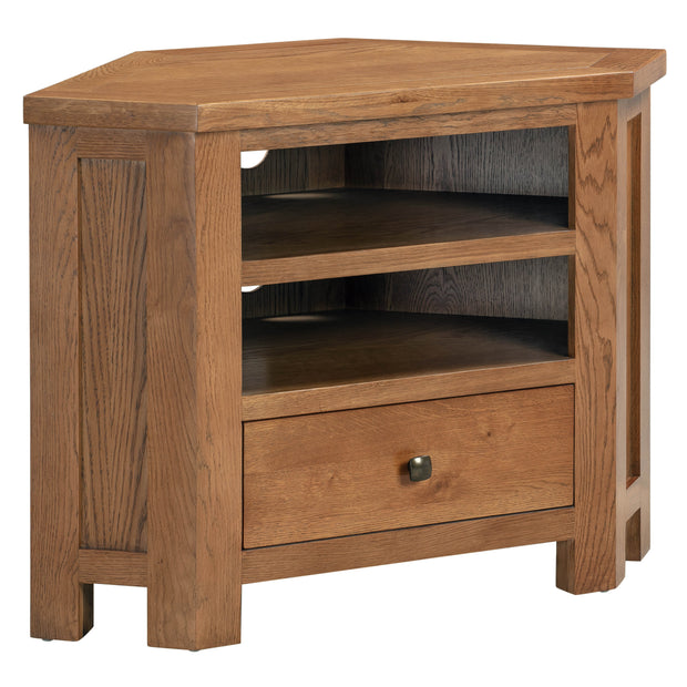 Dorset Rustic Oak Corner TV Unit