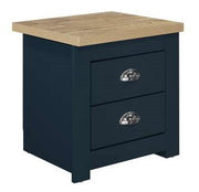 Highgate 2 Drawer Bedside - Navy & Oak