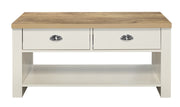 Highgate 2 Drawer Coffee Table - Cream & Oak