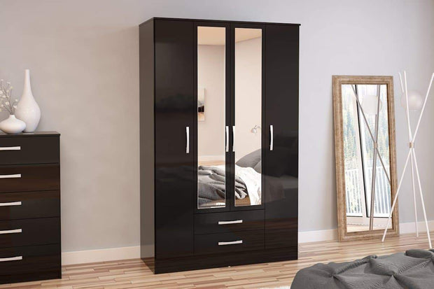 Lynx 4 Door 2 Drawer Wardrobe with Mirror