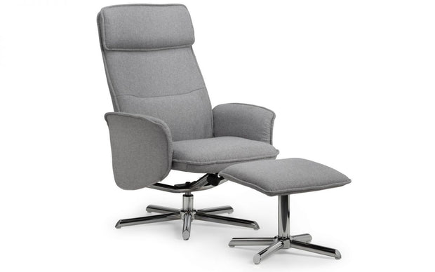Aura Reclining Swivel Chair with Stool