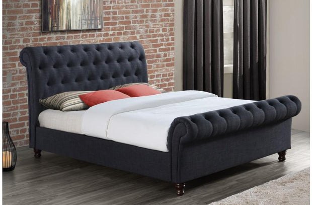 Castello Sleigh Bed in Charcoal Fabric