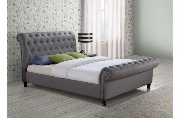 Castello Sleigh Bed in Grey Fabric