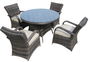 Somersby Garden Round Rattan Dining Table + 4 Chairs