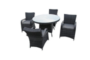 Somersby Garden Round Rattan Dining Table + 4 Chairs