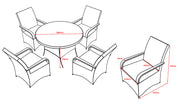 Somersby Garden Round Rattan Dining Table + 4 Chairs