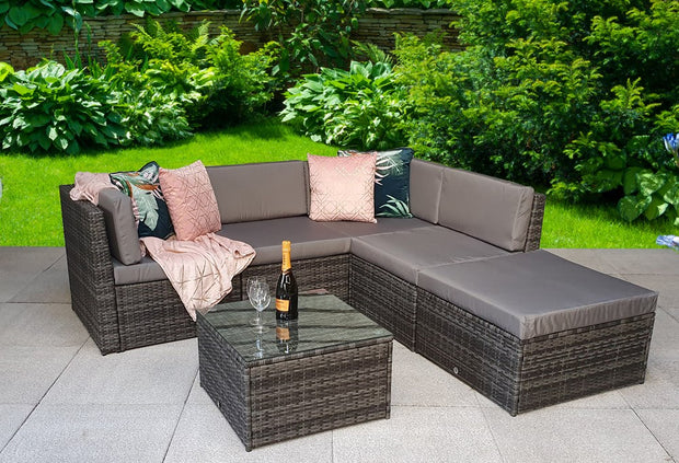 Seville Corner Garden Sofa in Grey Mix Rattan